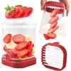 Стакан-нарезка для фруктов (клубника, банан, вареное яйцо) - Съемный нож с толкателем - Лезвие из нержавеющей стали 304 - Быстрая и безопасная нарезка