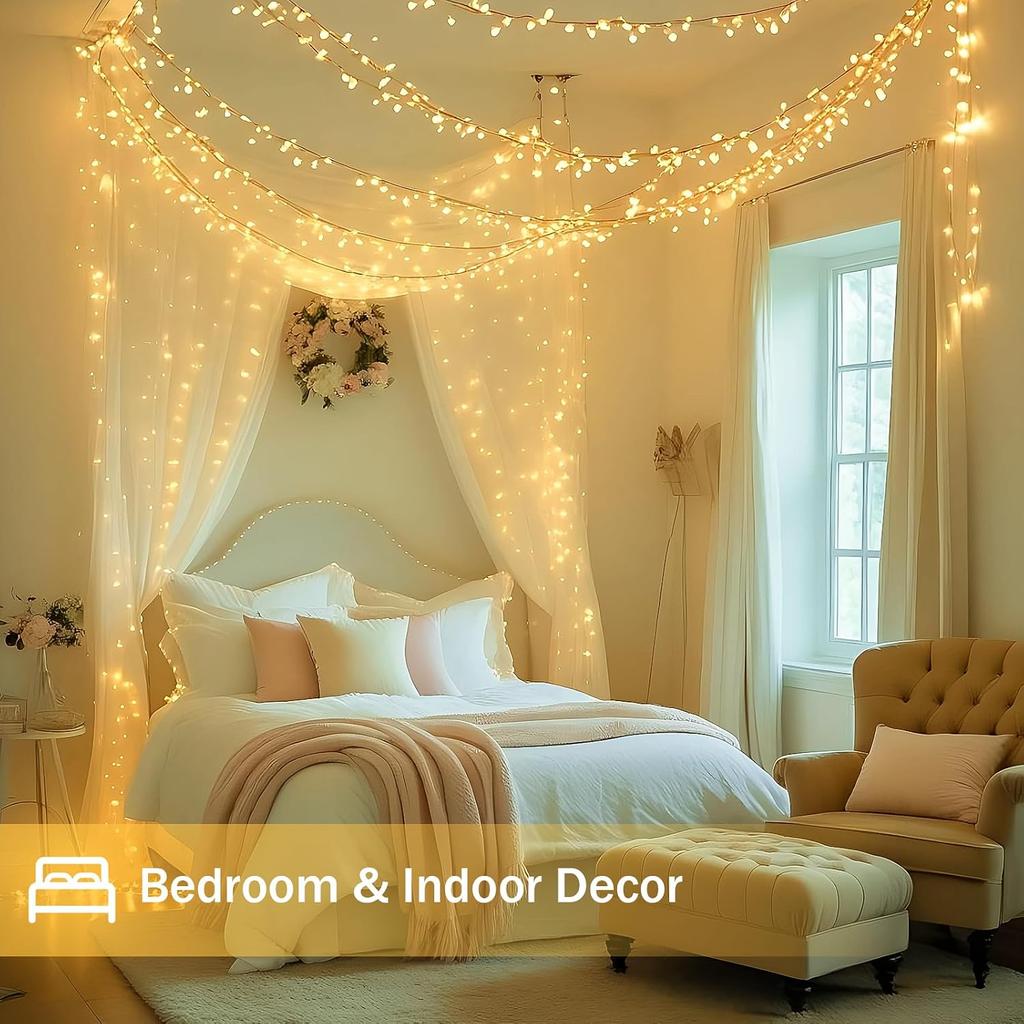 200 LED Connectable String Lights, 66FT Christmas Lights Outdoor Indoor
