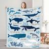 Фланелевое одеяло «Океан Кит Дельфин» - Мягкое Теплое и Уютное Одеяло в Голубой Теме для Дивана/Кровати/Путешествий, Идеальный Подарок, Высокое Качество