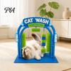Cat Grooming Station Wash Station, Self Groomer with Soft Rubbing Brushes, Hair Care Car Design Massage Scratcher for Indoor Cats Loose Fur