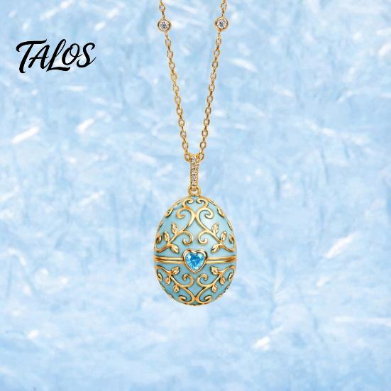 Открывающийся кулон-яйцо Talos на цепочке, Сердце из кубического циркония, Ретро-коробочка, Ювелирный подарок для девушки, жены, мамы
