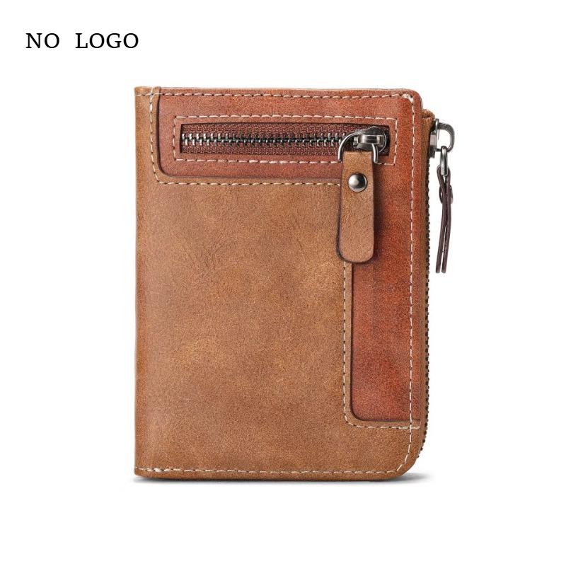 Trendy Luxury Men's Wallet Designer Male Short Zipper Leather 3 Fold Money Clip Card Holder High Quality Retro Coin Purse