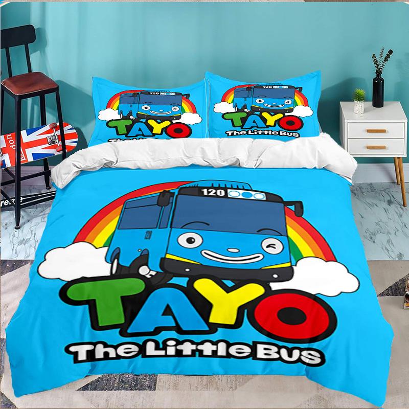 Adventure With Mateo The Little Bus 3PCS Bedding set,Ideal for 1pc Duvet Cover And 2pcs Pillowcases Perfect for Fan gift,Ideal for Bedroom, Dormitory