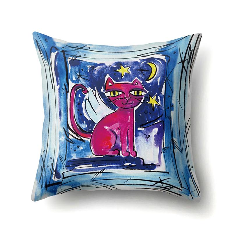 Полиэстеровая наволочка с мультяшным принтом животного, бархатная наволочка из персиковой кожи, наволочка на поясничную подушку, чехол для поясничной подушки для автомобиля