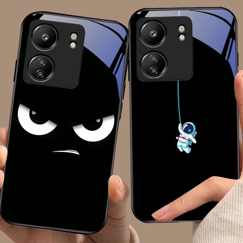 Забавные Дьявольские Глаза Для Xiaomi Redmi 13C Note13 12 Pro Plus 5G Note 9 13T Pro POCO X6 F5 F6 Черный Чехол для Телефона из Закаленного Стекла