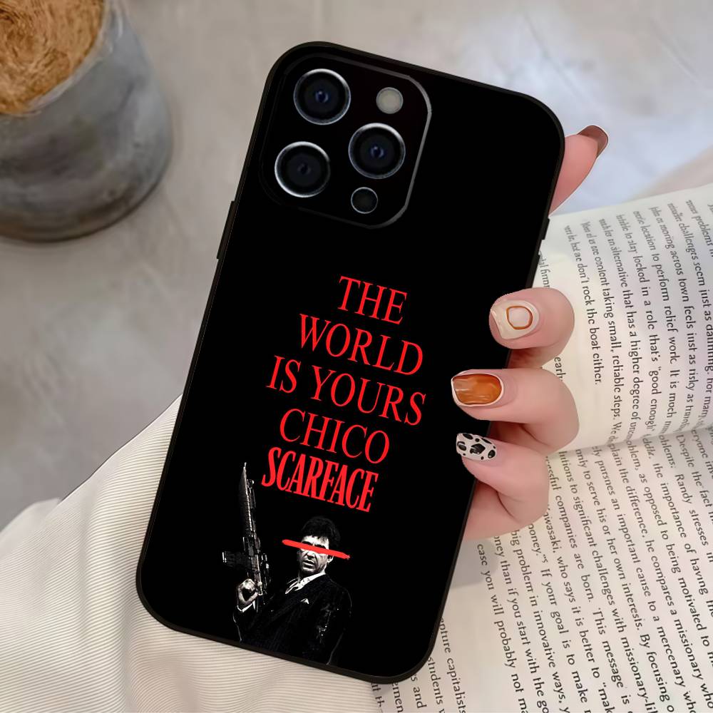 The World Is Yours S-Scarfaces Phone Case For IPhone 17,16,15,14,13,12,11,Plus,Pro,Max,Plus,XS,soft case Black silicone