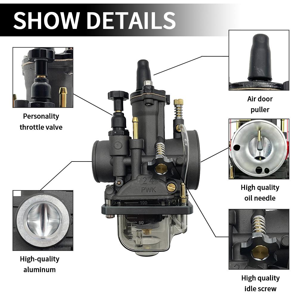 Motocross Modified Parts For Mikuni Carburetor PWK 21 24 26 28 30 32 34mm Motorcycle Flat Curtain Carb Moped Dirt Pit Bike