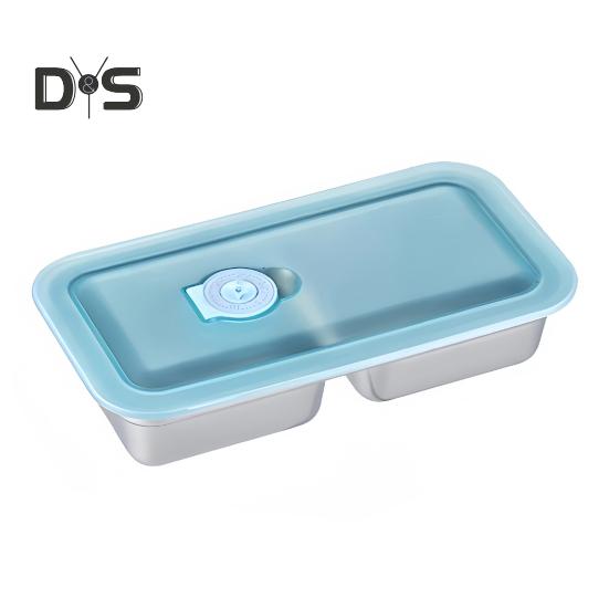 Контейнеры для закусок из нержавеющей стали, герметичные, с 2 отделениями, контейнеры для макания, многоразовые контейнеры для приправ с крышками, металлический ланч-бокс для закусок и соусов