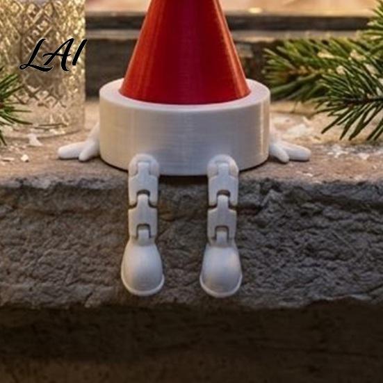 Santa Elf Figurine 3D Printed Christmas Hanging Leg Ornament Hat Figurine Playful Statue Design Desk Shelf Sitter for Mantel Tabletop Festive