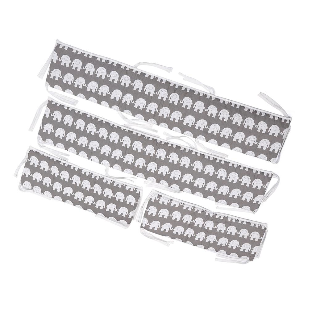 4pcs Crib Liner Anti Collision Soft Detachable Cotton Safe Breathable Safety Crib Liner for Full