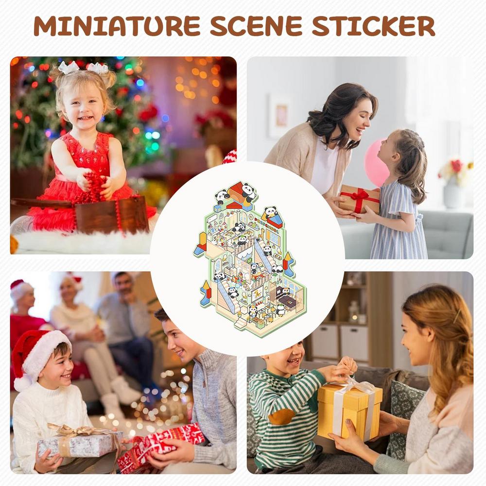 Animal Paradise 3D DIY Stickers Landscape Cabin Scene Sticker Hand Account Gift for Kid Christmas Festival