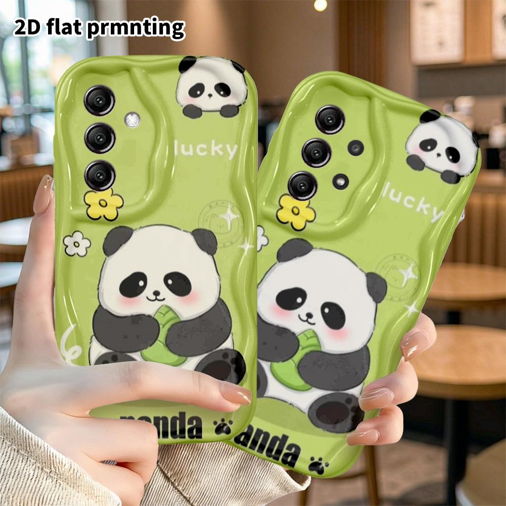 Phone case: 2D flat Samsung Galaxy A34 A35 S20 S22 S21 FE Plus Ultra case, green bamboo shoot panda, Christmas and Halloween gift