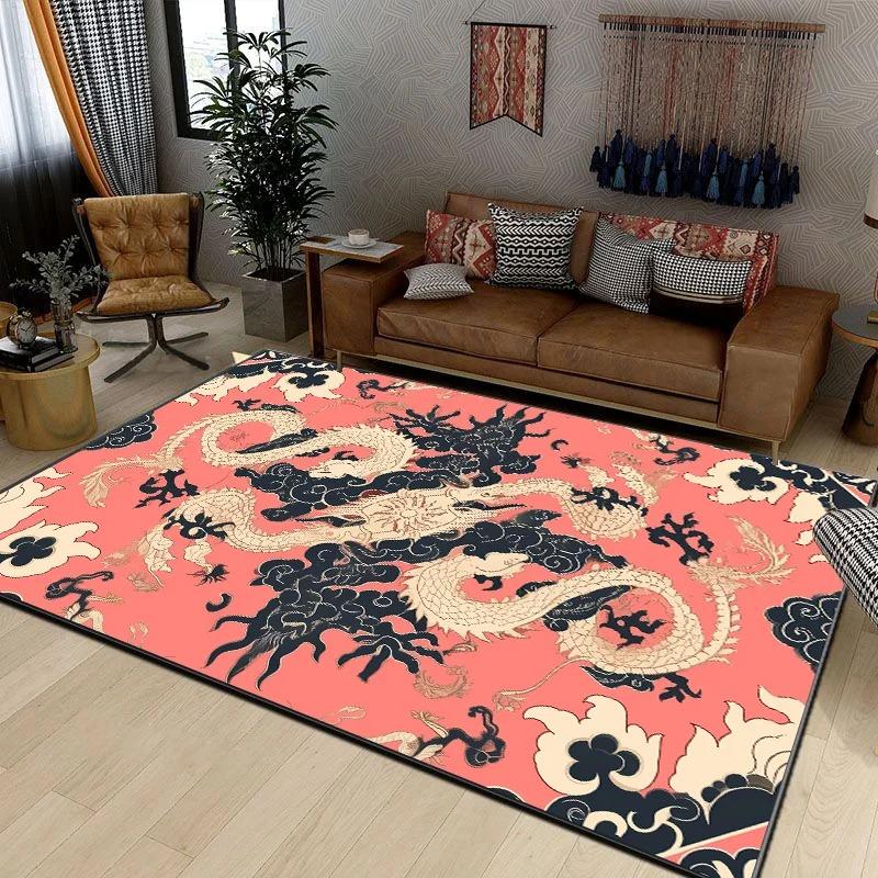 Роскошный ковер с узором дракона, противоскользящие ковры, пригодные для машинной стирки, для гостиной, ковер для зоны, придверный коврик, декор для спальни, подарок на день рождения
