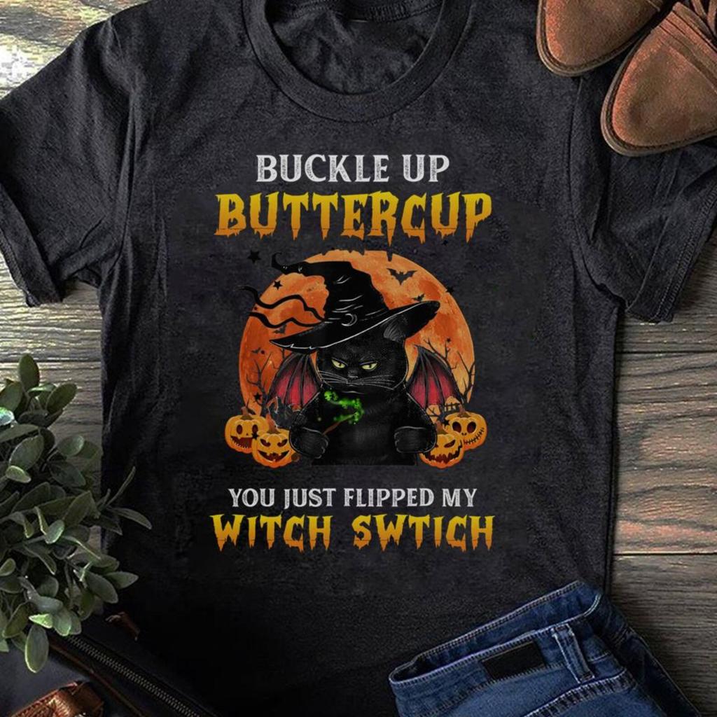 Funny Halloween Cat T-Shirt: Witch Black Cat Costume Shirt