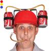 Drinking Helmet with Straw and Double Drink Bottle Holder Red