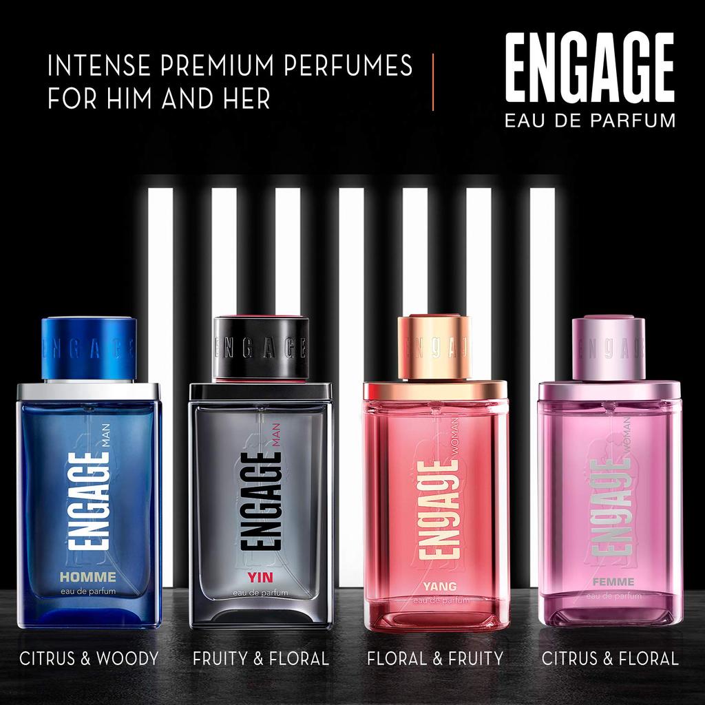 Engage Yin Eau De Parfum для мужчин, фруктово-цветочный, приятный для кожи и стойкий, 90 мл