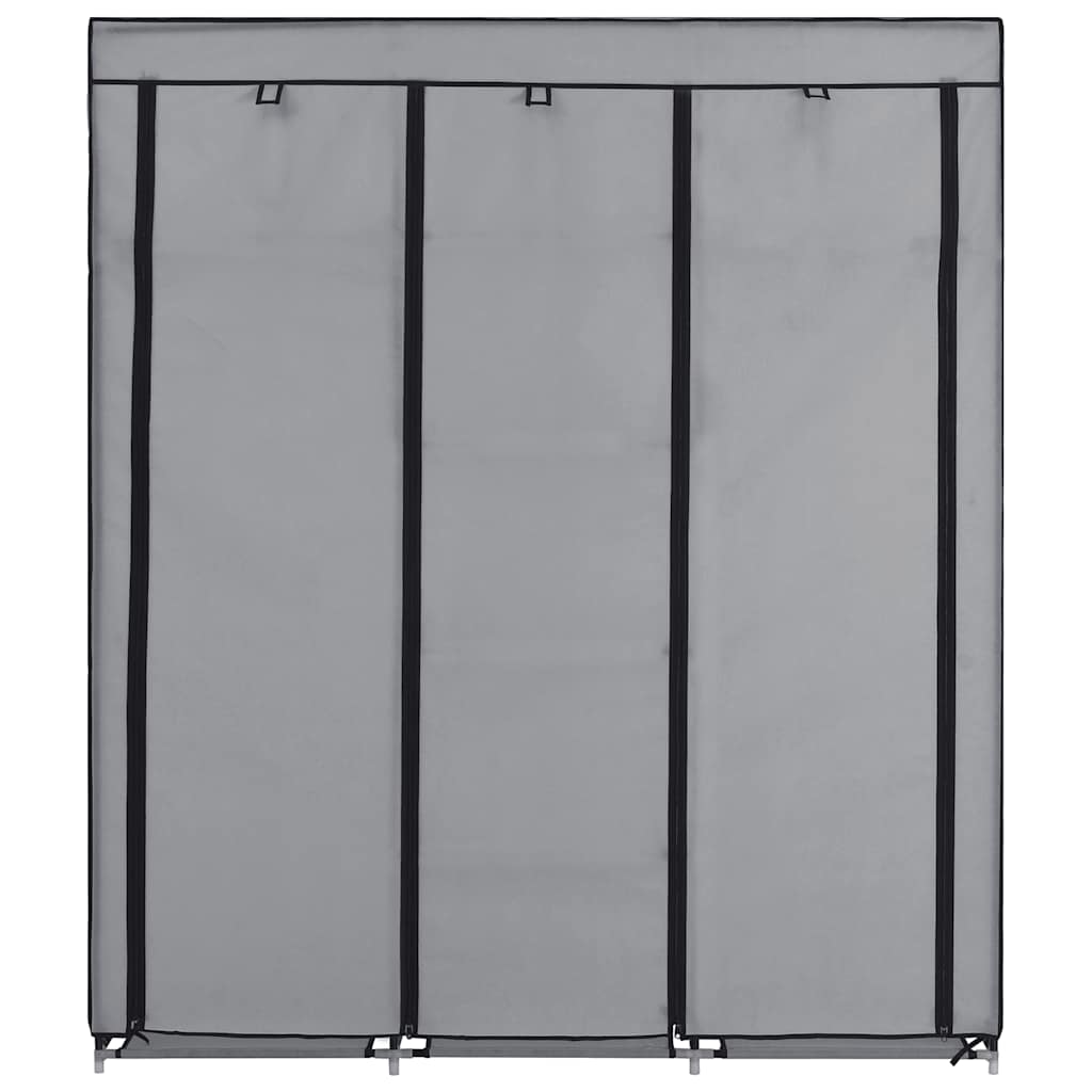 Wardrobe with Compartments and Hanging Rods Gray 150 x 45 x 175 cm Fabric