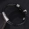 Модный мужской браслет, черный, двойной круг, кожаный, скелет, нержавеющая сталь, пряжка, браслет, мужской череп, ювелирные изделия