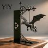 Metal Book Holder for Study Magical Floating Dragon Bookshelf Lamp, Warm LED Night Light, Fantasy Novel Collector Gift Reading Nook Decor, Unique