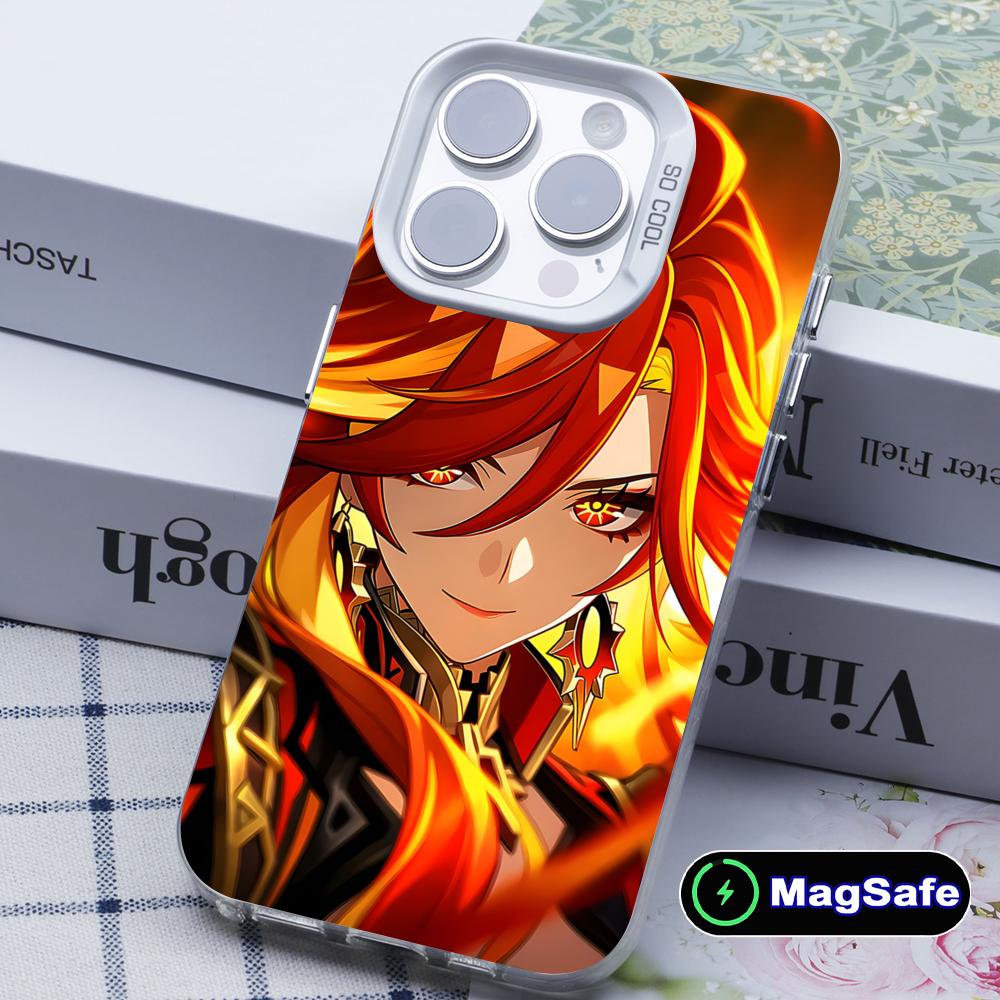 Game GI Mavuika White Translucent MagSafe Mobile Phone Case for iPhone 17 16 15 14 13 12 11 X XR XS 8 7 Air Pro Max Plus Cover