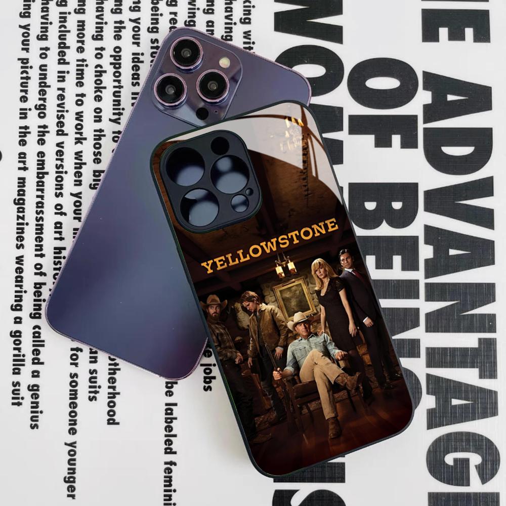 Чехол для телефона Yellowstone TV Series для Iphone 17 16 15 14 12 11 13 Pro Max Mini X Air Puls Черное Стеклянное Покрытие