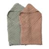 Pure Cotton Hooded Baby Swaddle Towel - Solid Color Gauze