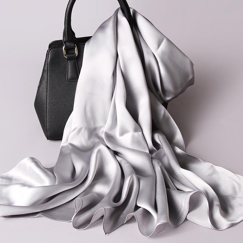100% Natural Silk Scarf Women Neckerchief Luxury Foulard Femme Shawls Wraps Plain Satin Scarf Pure Silk Long Scarves 175x55cm