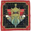 [Б/У] Шарф Hermes Carre VUE DU CARROSSE DE LA REALE, черный и корабельный, большой, 90, (Коронация Королевы), женский, бренд, шелк, красный, дизайн, размер.