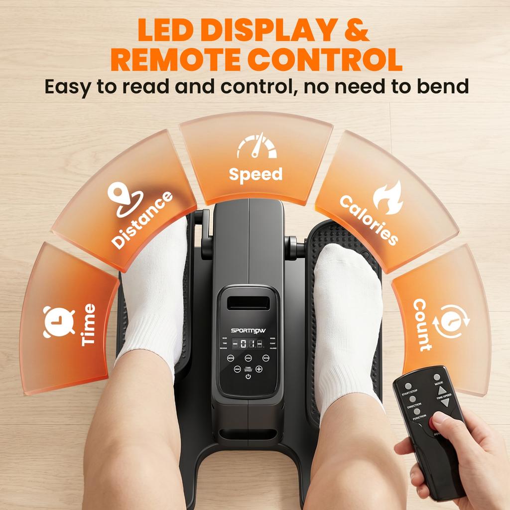 Under Desk Elliptical Machine With Manual And Auto Modes 12 Adjustable Speed Remote Control And LED Monitor For Home