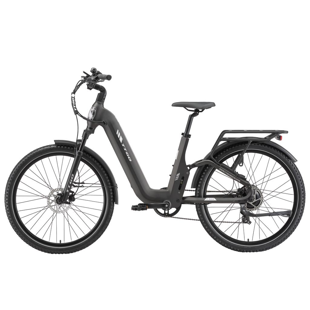 TTGO Городской электрический велосипед E-SUVO, двигатель 250 Вт, аккумулятор 48 В 15 Ач, колеса 27,5 дюймов, скорость 25 км/ч, запас хода 120 км, электровелосипед для любой местности