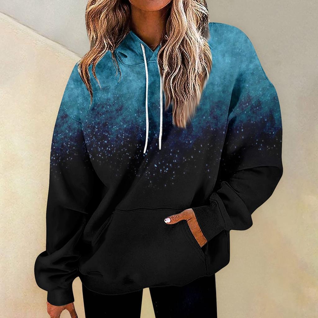 Women's Fashion Daily Versatile Casual Crewneck Sweatshirts Graphic Daily Long Sleeve Gradient Patchwork Printed Top Sweatshirts