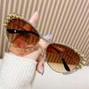 Fashion Cat-Eye Rhinestone Embellished Metal Sunglasses Street Style UV Protection Women's Shades Ladies Street Shooting Eyewear