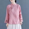 Chinese Style Traditional Clothing Mandarin Collar Embroidered Cotton Linnen Modern Retro Hanfu Shirt Chinese Top Women