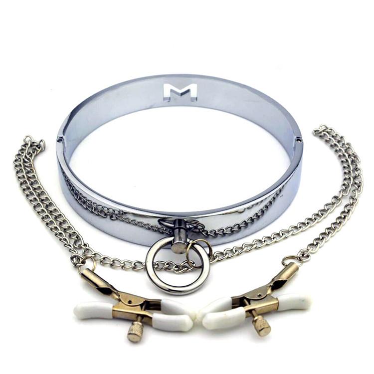 Lootee AM-SM124 Amazon Best Women Nipple Stimulation Clamp Bdsm Anal Neck Collar Erotic Bondage Sex Toys Belt Chain