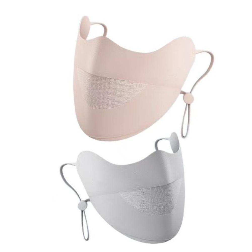 Sun Protection Ice Silk Sunscreen Mask Solid Color Thin Face Veil Cool Cycling Face Cover Outdoor