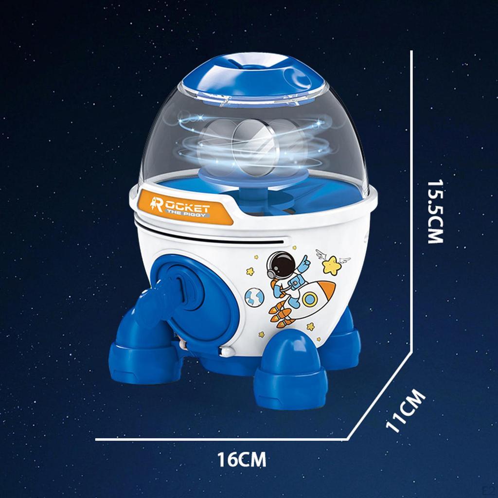 Rocket Piggy Bank ATM Saving Machine with Cute Key for Kids Boys Girls