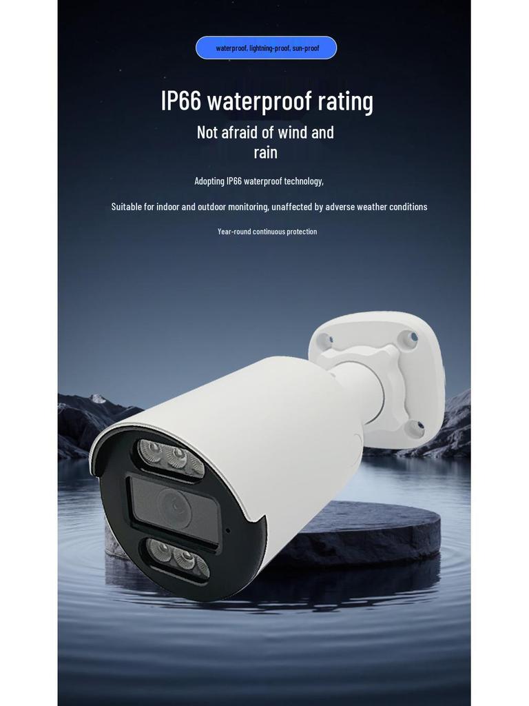 4MP Wired POE Camera, IP66 Waterproof, High-Definition, Dual-Light Night Vision