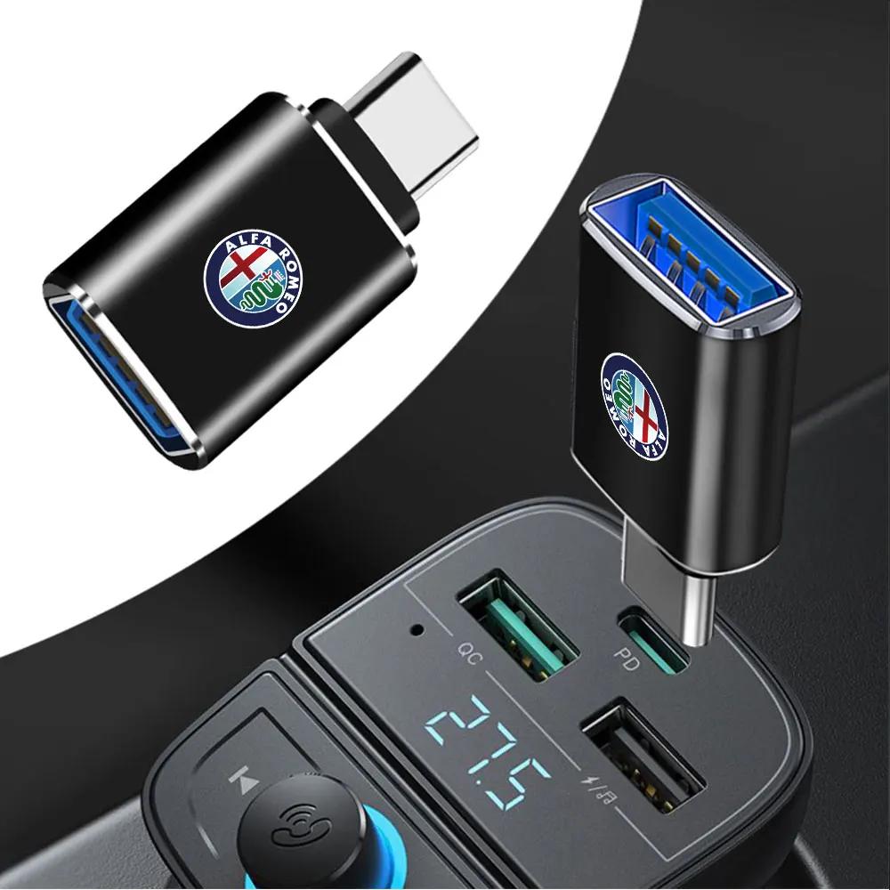 Hub Caps 1pc Fast Charging Adapters Rear Socket TypeC To USB Car Play Adapter Accessories For Alfa Romeo 159 Giulietta 147 Stelv zw2