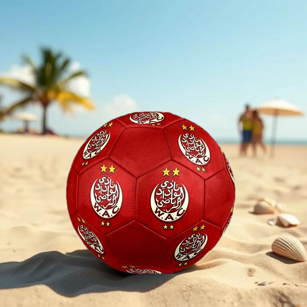 Wydad AC Size 5 Soccer Ball, Machine-Stitched PVC, Durable & High Bounce, All Ages Fit, fan merchandise, matches & outdoor use.
