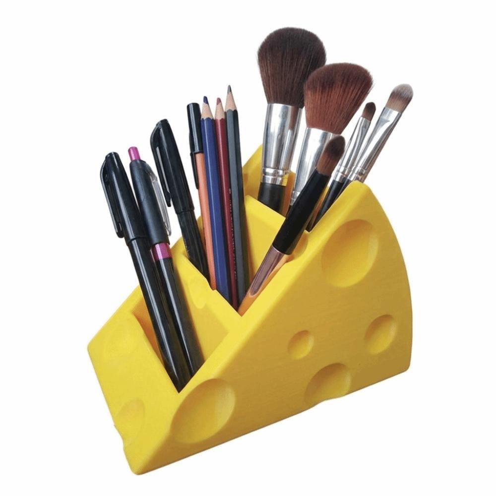 Cute Desktop Storage Rack 3 Grids Makeup Brush Bucket Stationery Organizer  Household