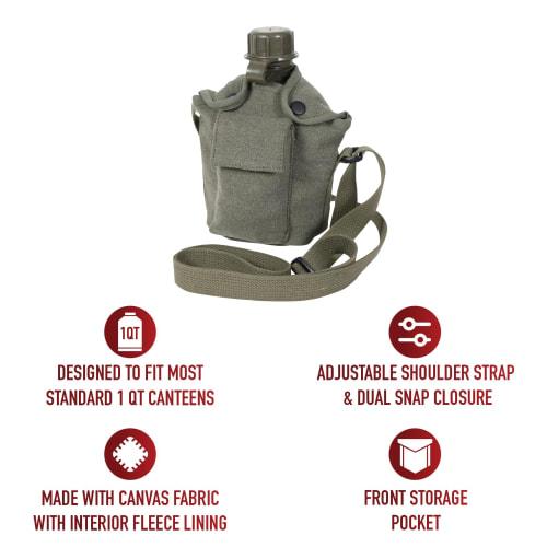 Bush Craft Inc. ROTHCO Canteen Cup Cover with Shoulder Strap for Camping and Survival (Olive)
