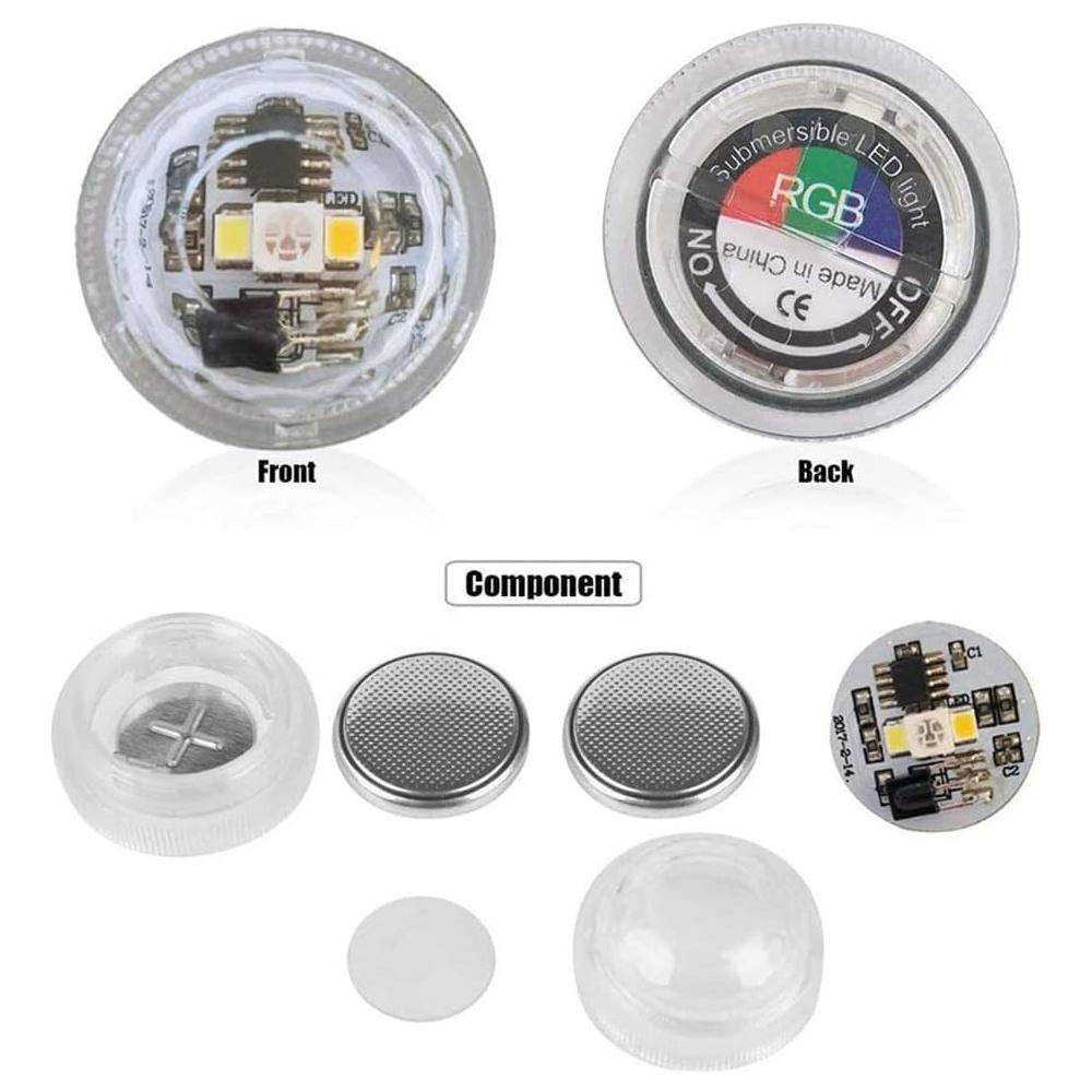 10Pcs Mini Submersible RGB Led Light with Remote for Vase Fish Tank Hot Tub Pool