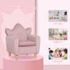 Pink Velvet-Effect Children's Armchair with Crown Backrest. 50.2x41.9x57.8cm