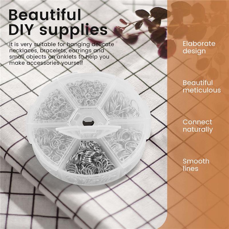 Тренд 2025 1390 шт. Соединительные кольца O-ring Металлические разомкнутые соединительные кольца Набор Металлические соединительные кольца для изготовления ювелирных изделий Соединители