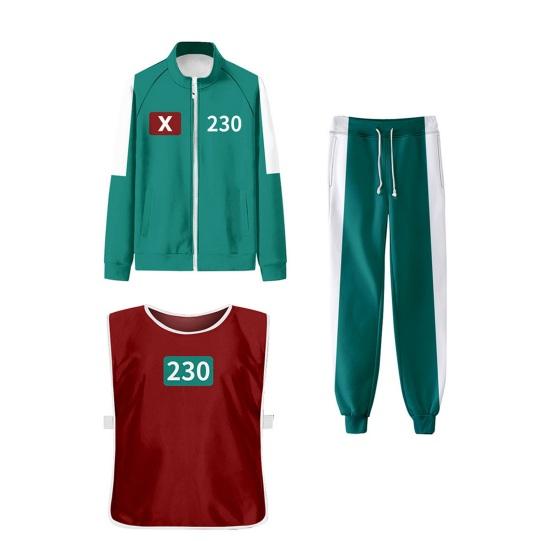 3 Pcs/Set Korean Game Cosplay Costume Sweatshirt Jacket Pants Vest Set Squid Series Outfit Casual Tracksuit for Women Men
