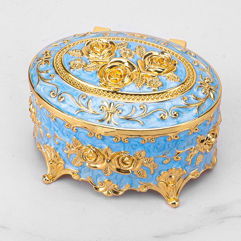 European Retro Luxury Princess Enamel Jewelry Box - Exquisite Metal Necklace Storage Box
