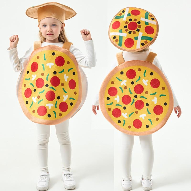 Halloween Kids Pizza Character Costume Stage Performance Fun Cosplay Outfit Toddler Unisex Play Dress