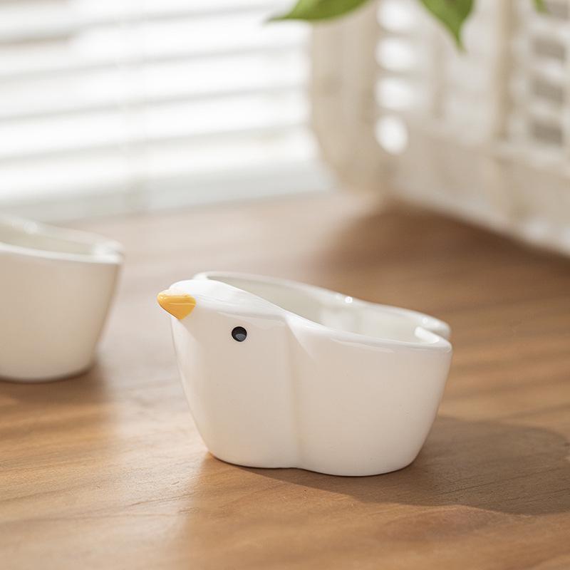 Ceramic Bird-Shaped Splash-Proof Parrot Feeding Bowl for Budgies & Cockatiels