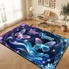 Butterfly Theme Crystal Velvet Floor Rug Personalized Custom Name Text Warm Carpet Home Decoration
