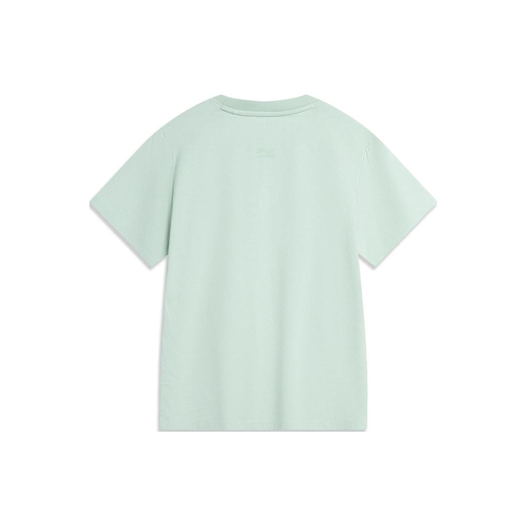 Футболка женская облегающая с коротким рукавом из серии «Li Ning Chinese Culture Series Painting Print», цвет «ледяной зеленый» AHSU330-2